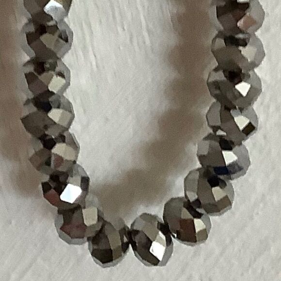 crystal SILVER FACETED BEADS WOMAN HAND MADE NECKLACE - Picture 3 of 13